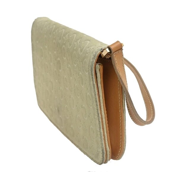 CELINE Logo C Macadam Pattern Mini Shoulder Bag Suede Leather Ivory 69FB850 - Picture 3 of 15